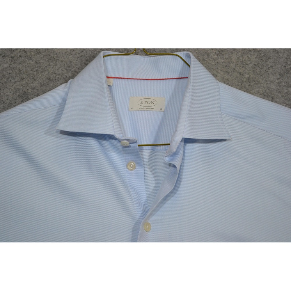 Eton Contemporary Dress Shirt Mens 16 41 Blue Long Sleeve Spread Collar Cotton